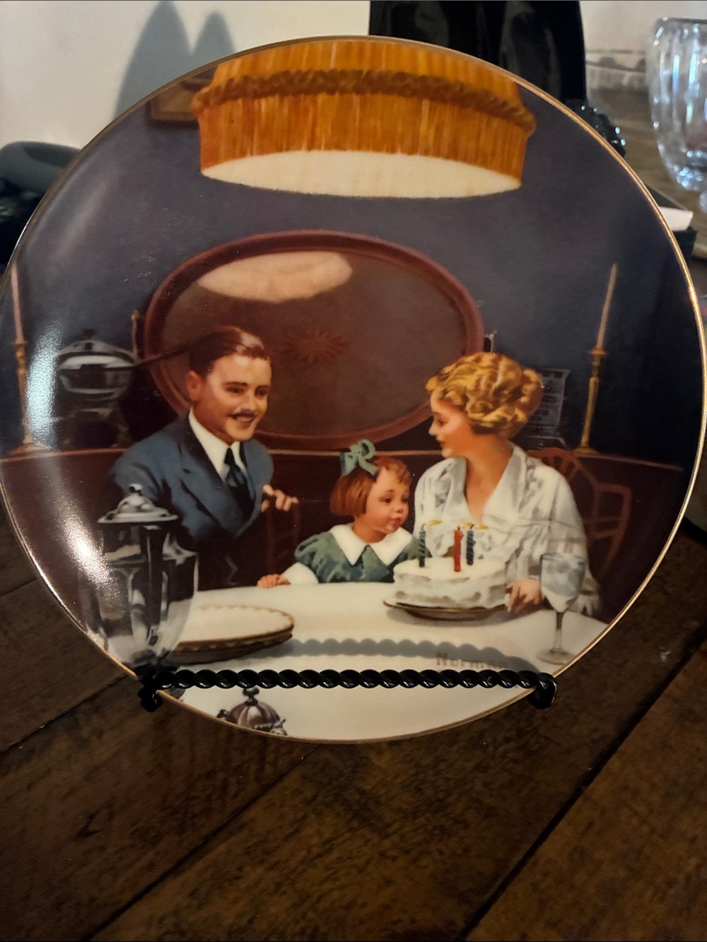 Knowles Family Birthday Decorative Plate in Brown and Cream